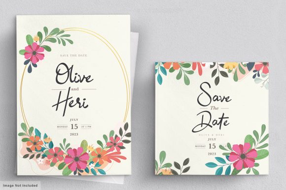 Abstract Flat Floral Card: A Versatile Design for Memorable Events