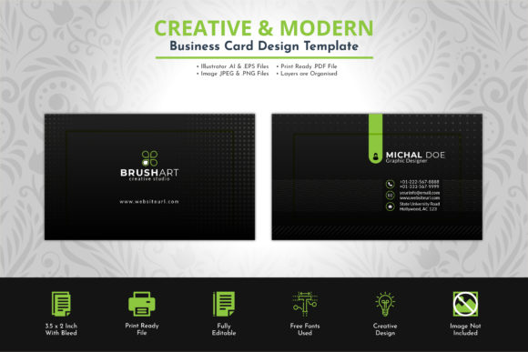 Black Business Card Design Template for Modern Branding