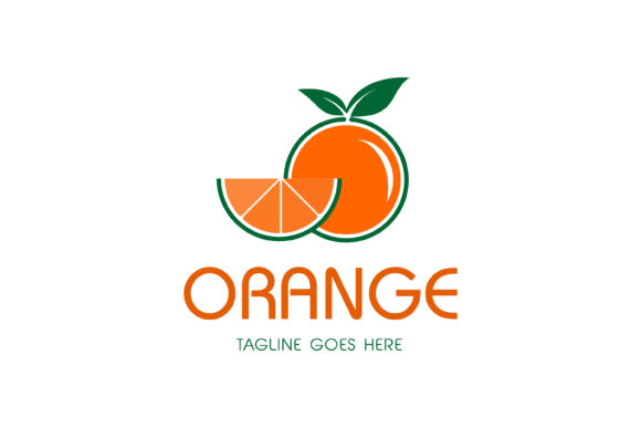 Fresh Orange Fruit Design with Leaf and Circle