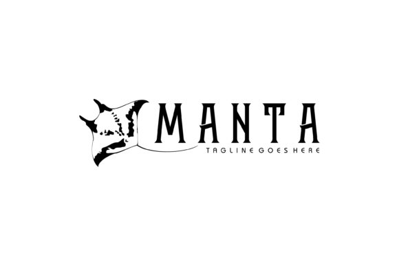 Tropical Black and White Manta Ray Logo