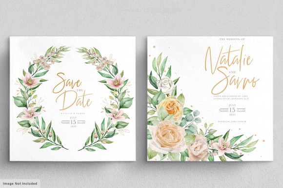 Wedding Invitation Card with Flowers
